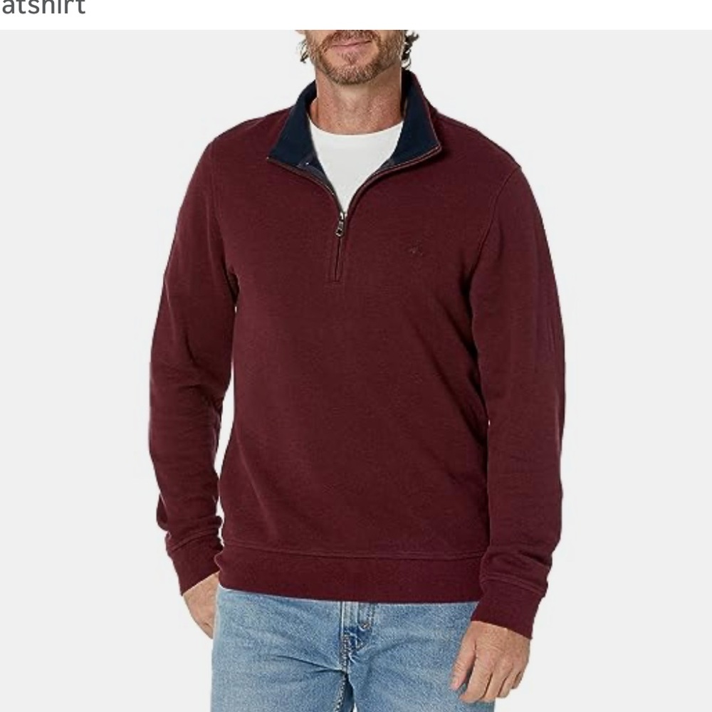 Brooks Brothers Men’s XL Burgundy Quarter Zip Double Knit Cotton Pullover